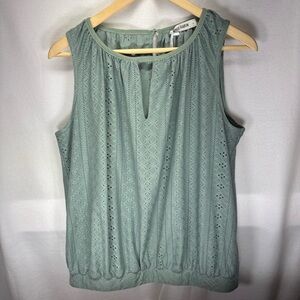 Grace Karin Green Pleated Sleeveless Blouse with V-Neck‎